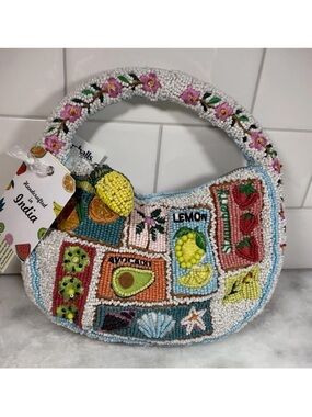 NEW RELEASE Viral Made In India Beaded Fruit Flowers And Shells Summer Bag, NWT